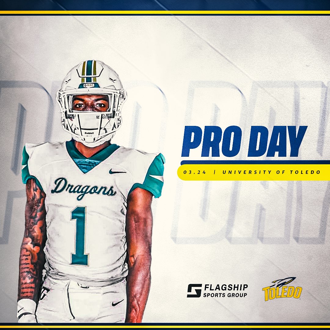 Flagship Sports Group (@flagship_sg) on Twitter photo Starting our Pro Day announcements:
<a href="/TUDragonFB/">Tiffin University Football</a> WR Jalen Thomas has been invited to <a href="/ToledoFB/">Toledo Football</a> ‘s Pro Day on 03/24.
Jalen has been training with Eric Lichter at <a href="/Plus2University/">Plus 2 U</a>
#NFLDraft2025 #FSGProDays Starting our Pro Day announcements:
<a href="/TUDragonFB/">Tiffin University Football</a> WR Jalen Thomas has been invited to <a href="/ToledoFB/">Toledo Football</a> ‘s Pro Day on 03/24.
Jalen has been training with Eric Lichter at <a href="/Plus2University/">Plus 2 U</a>
#NFLDraft2025 #FSGProDays