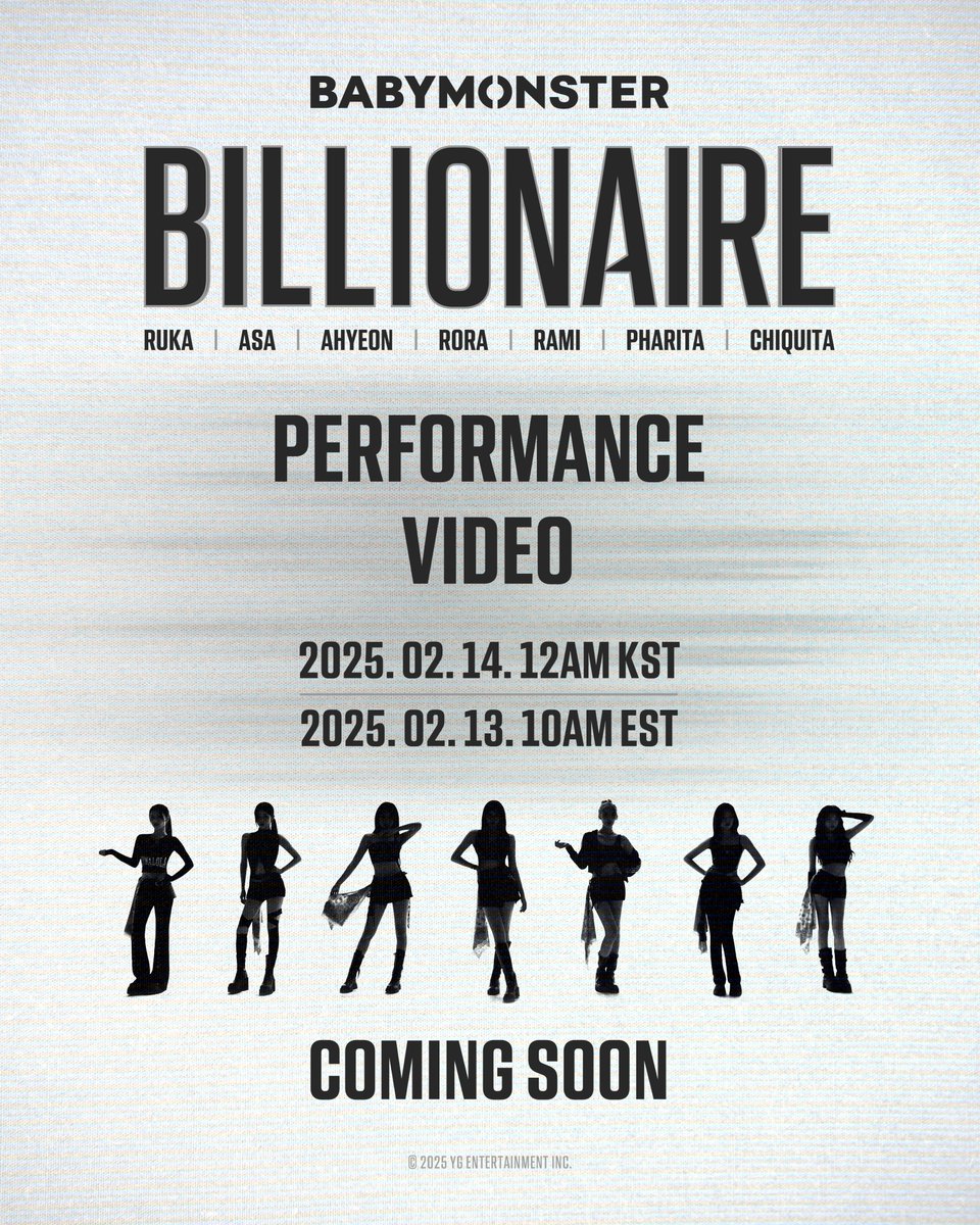 [DRIP] 'BILLIONAIRE' PERFORMANCE VIDEO COMING SOON

02.14. 12AM KST / 02.13. 10AM EST

#BABYMONSTER #베이비몬스터 #1stFULLALBUM #DRIP #BILLIONAIRE #PerformanceVideo #YG