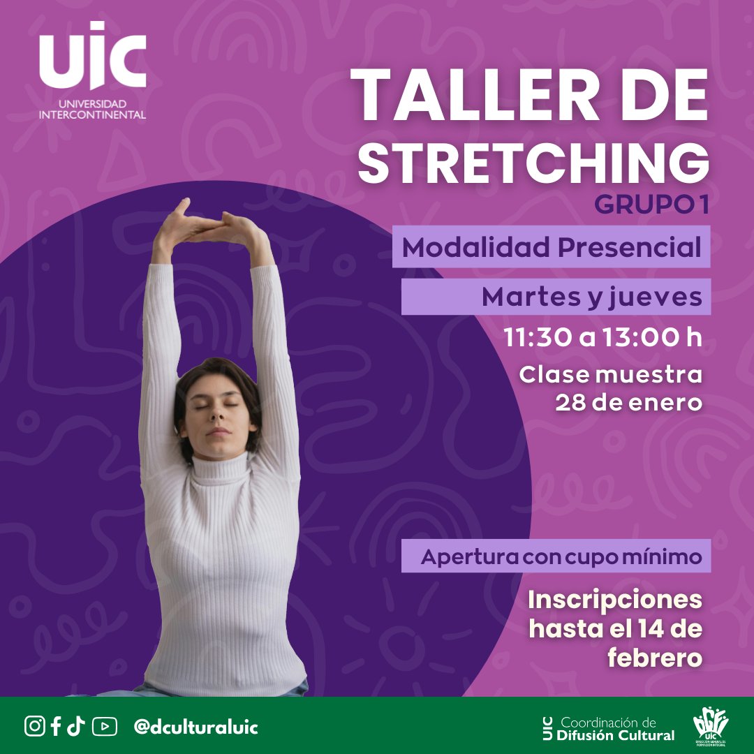 ¡ÚLTIMOS DÍAS DE INSCRIPCIONES!
No te quedes fuera e inscríbete ya.
Inscripciones hasta el 14 de febrero
Más detalles e inscripciones en
bit.ly/tra25-2
#TalleresRecreativosDeArteUIC