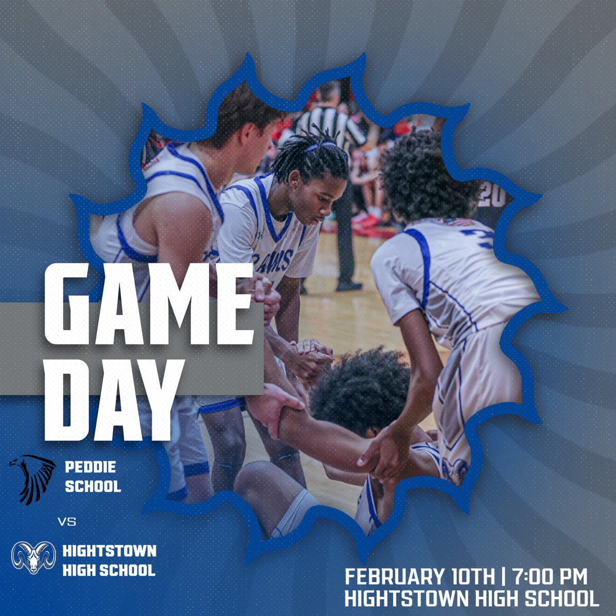 Biggest GAME DAY of the year‼️

Hosting cross town rival Peddie School for bragging right here in the TOWN. 

📅 2/10
🕛 7:00pm
🆚 Peddie School
📍 Hightstown High School
📺 Hudl Fan

#HightstownHoops