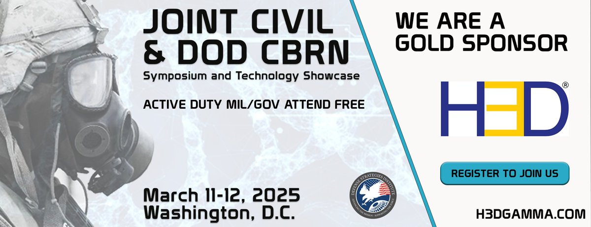Stop by H3D's booth at the upcoming Joint Civil &amp; DOD CBRN Symposium in Washington, DC to see our newest products for #radiation detection. #cbrn #eod #emergencyresponse