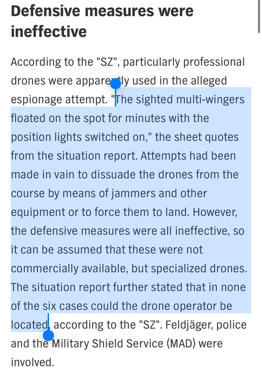 MvonRen's tweet image. AGAIN (!):

Highly advanced “drones” (UAP) hovered over a German military facility *with lights on* at least six times over the last month.

All efforts to jam/down the objects failed.

No operators located.

tagesschau.de/inland/gesells…

ndr.de/nachrichten/sc…

H/t: @BlackTriangle16