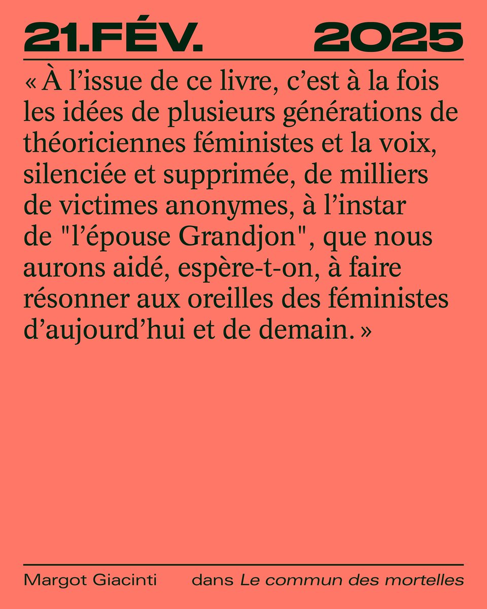 🔜 Le tant attendu livre de Margot Giacinti « Le commun des mortelles • Faire face au féminicide » paraîtra le 21 février 2025 !