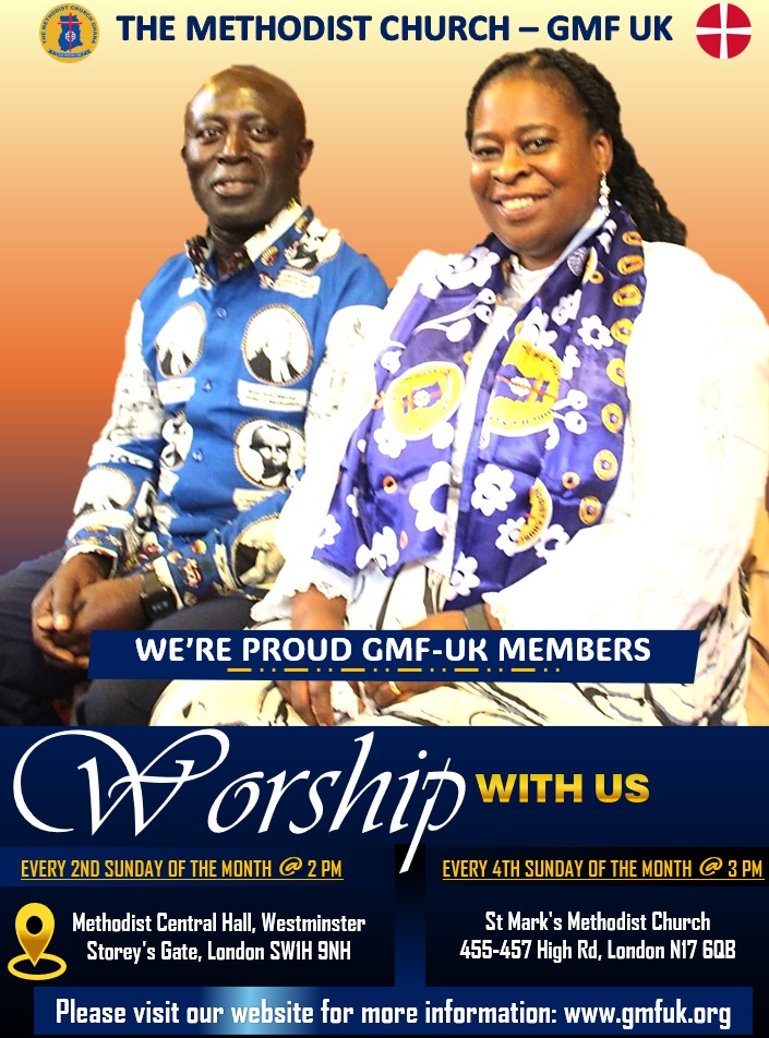 If you're looking for a great place to worship, I go to the Ghanaian Methodist Fellowship in London, and would love to see you there!.

Please click on the photo for venue and meeting times.