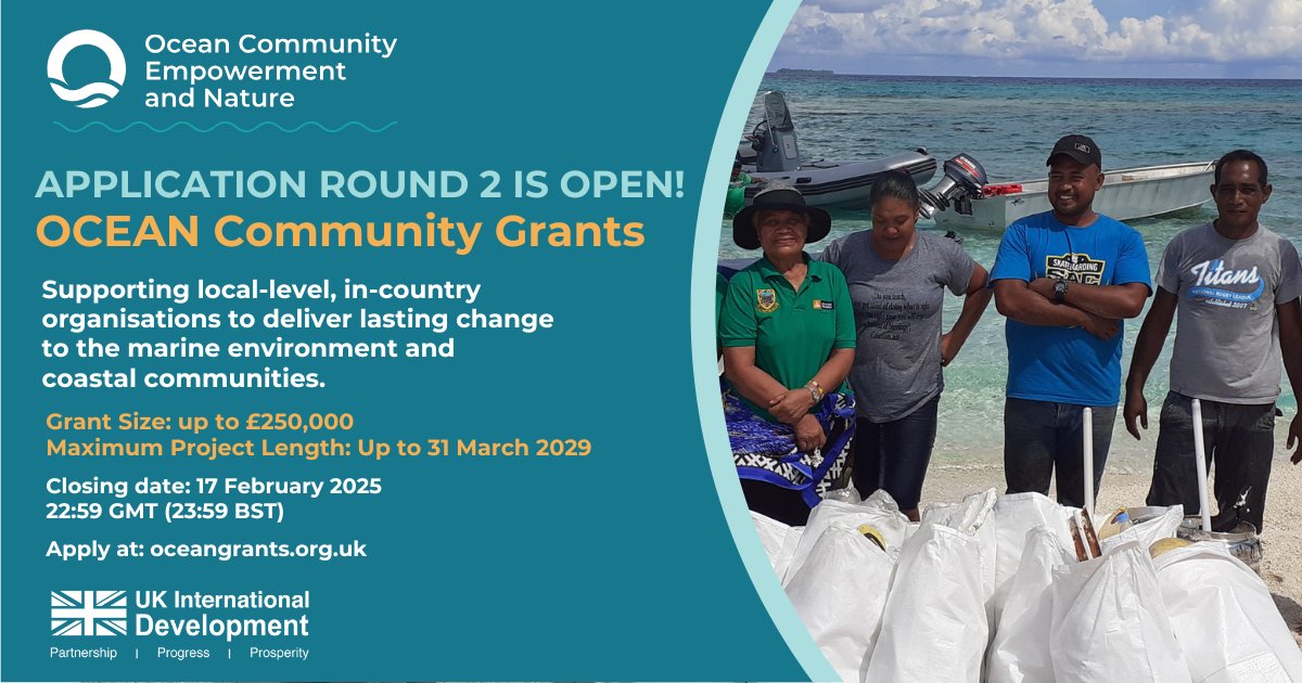 Call for proposals! 🇬🇧 A reminder that the OCEAN Community Grant call closes a week today, and Partnership Grants on 24th March. We encourage applications from ODA-eligible Caribbean SIDS. See more info here: oceangrants.org.uk <a href="/UKinCaribbean/">UKinCaribbean 🇬🇧</a>