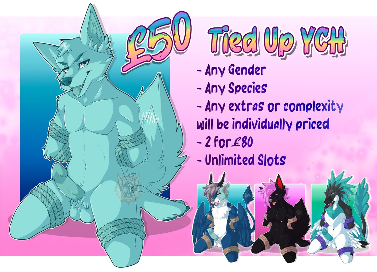 ⚠️ *NSFW* ⚠️  
Updated Tied up YCH now available! ✨️