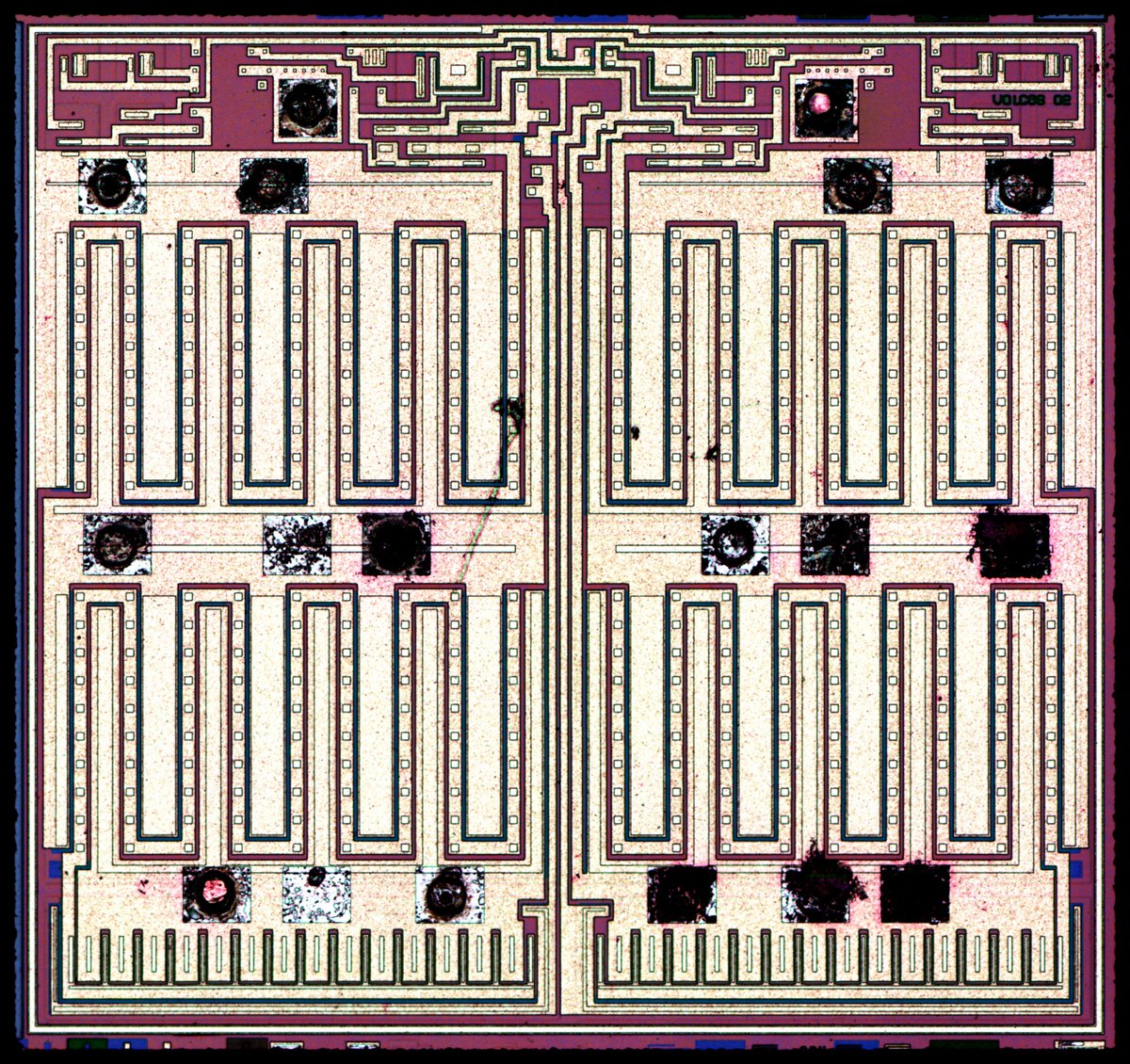 L9110S - 2-channel 800mA BJT motor driver : weekend die-shot zeptobars.com/en/read/L9110S… via <a href="/Zeptobars/">Zeptobars</a> #electronics #microscopy