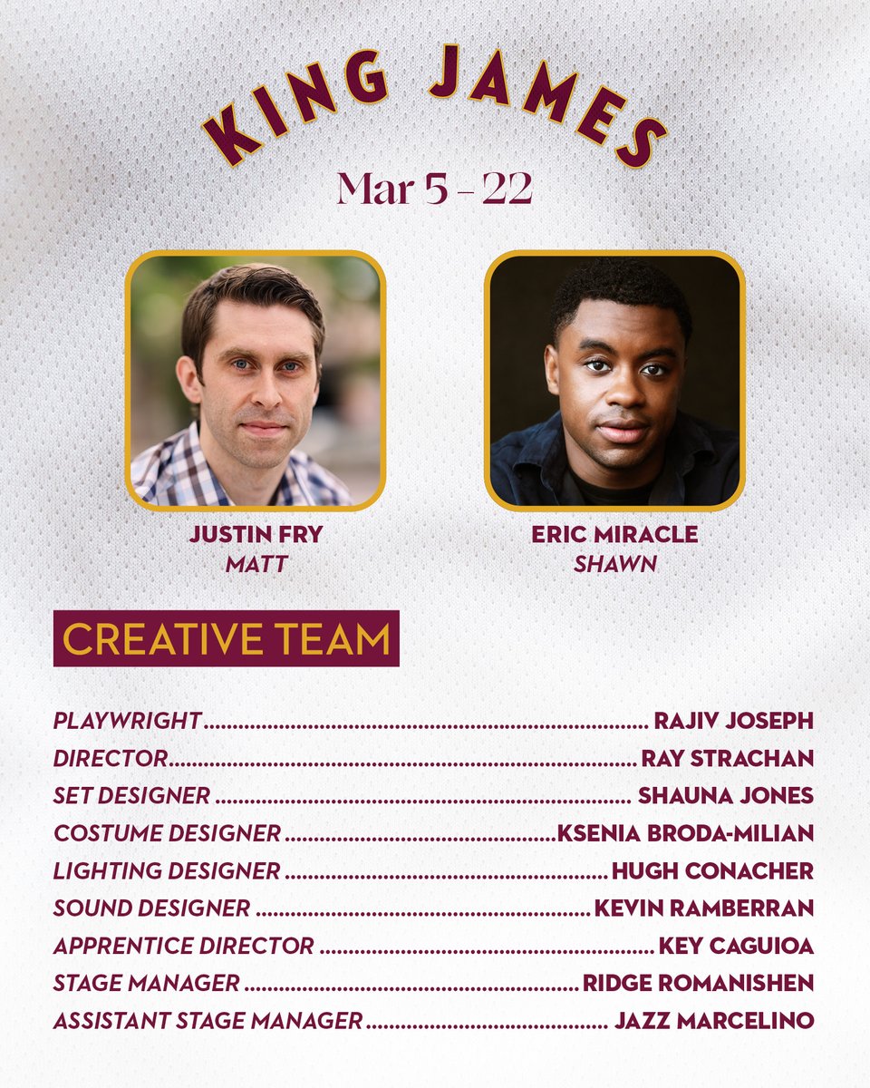 Introducing the King James lineup!

A fast-paced comedy about fandom turning to friendship, dealing with life’s unexpected bounces and living in a scrappy city that loves to play the underdog.

Get your tickets for King James, on stage March 5 - 22.

royalmtc.ca/Current-Plays/…