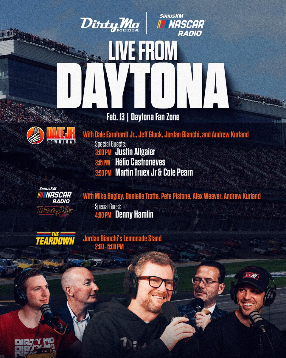 Thursday can't come soon enough! 🏁🌴

Come hang out, listen to it after on podcast feeds/YouTube, and share with your friends! 🎙️ 

RT this to win a new Dale Jr Download Trucker Hat from our brand-new merch line. 🧢