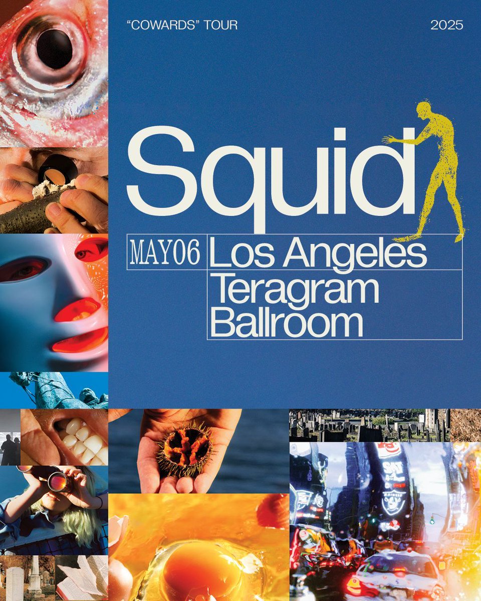 Post-punk artistry incoming! All the way from the UK, Squid is making a stop at Teragram Ballroom on May 6 for their "Cowards" tour. Truly will be a night to remember. Tickets go on sale February 14 at teragramballroom.com 🦑