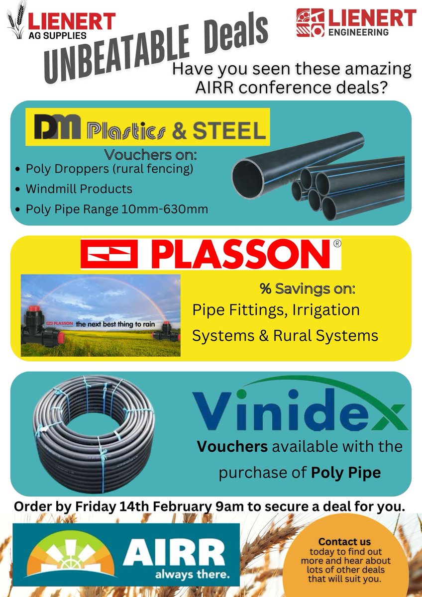 Matt and Meagan are heading to the annual AIRR conference on Friday, 14th February and we wanted to give you a chance to share in the great deals that are on offer. Here is just a few but keep watch for more throughout the week and contact us by Friday.