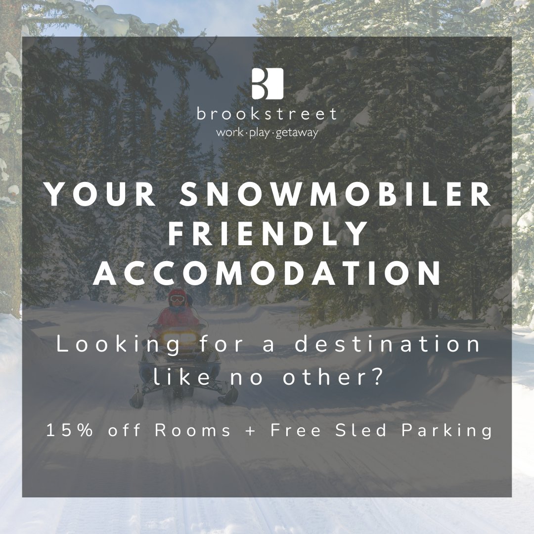 Going snowmobiling for Family Day weekend? 

Extended your day into an overnight with Brookstreet with dining, spa and more!

Use discount code: SNOW to book your ideal Snowmobile Getaway. Reserve your stay now: ow.ly/39Ln50UVVoR