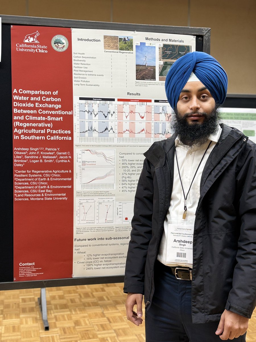 Arshdeep Singh (@singharshdeep_) on Twitter photo Some management practices store higher soil carbon and some retains soil moisture for longer times… Sharing findings at <a href="/ASA_CSSA_SSSA/">Agronomy, Crop, and Soil Science Societies</a> California Chapter.
<a href="/CSUChicoRegenAg/">CSU, Chico Center for Regenerative Agriculture</a> <a href="/ChicoState/">Chico State</a> <a href="/calstate/">The CSU</a> <a href="/CalStateEastBay/">Cal State East Bay</a> Some management practices store higher soil carbon and some retains soil moisture for longer times… Sharing findings at <a href="/ASA_CSSA_SSSA/">Agronomy, Crop, and Soil Science Societies</a> California Chapter.
<a href="/CSUChicoRegenAg/">CSU, Chico Center for Regenerative Agriculture</a> <a href="/ChicoState/">Chico State</a> <a href="/calstate/">The CSU</a> <a href="/CalStateEastBay/">Cal State East Bay</a>