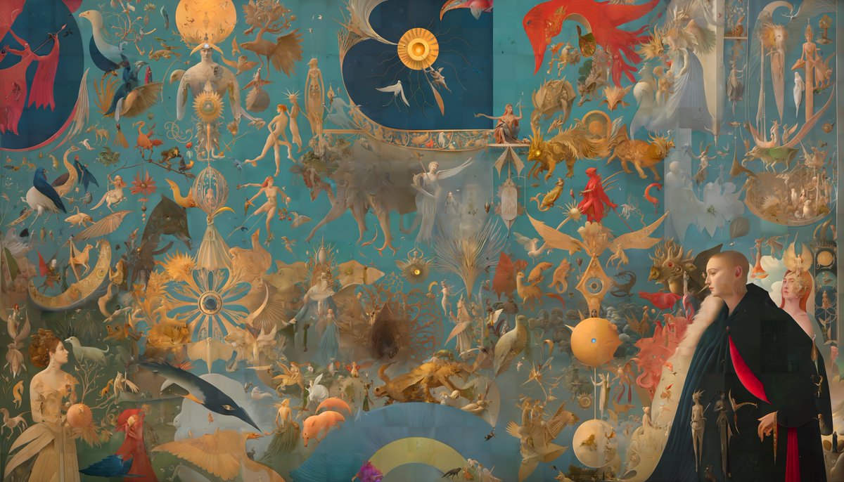 Focal Bulb (Mythos)

- part of Possibility Spaces

tethered under a half-lit guise of nocturnal solitude,
prismatic tessellations.
mirroring across the room, the silver screen's glory days,
man in cobalt threads and woman swathed in scarlet 
dramatize a silent romance