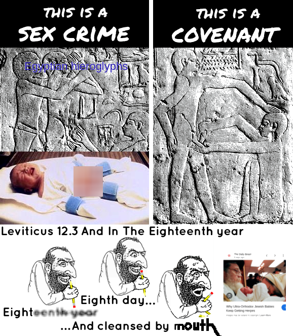 juzeus5's tweet photo. @OKJosh56 1. god said MAN child, not BOY child. this is not the first time scripture has been DOCTORED and/or misinterpreted.
2. why - to give men (MEN, not children) more fortitude. again, this is the opposite of child circumcision, which destroys fortitude. https://t.co/U1zf4CmDA3