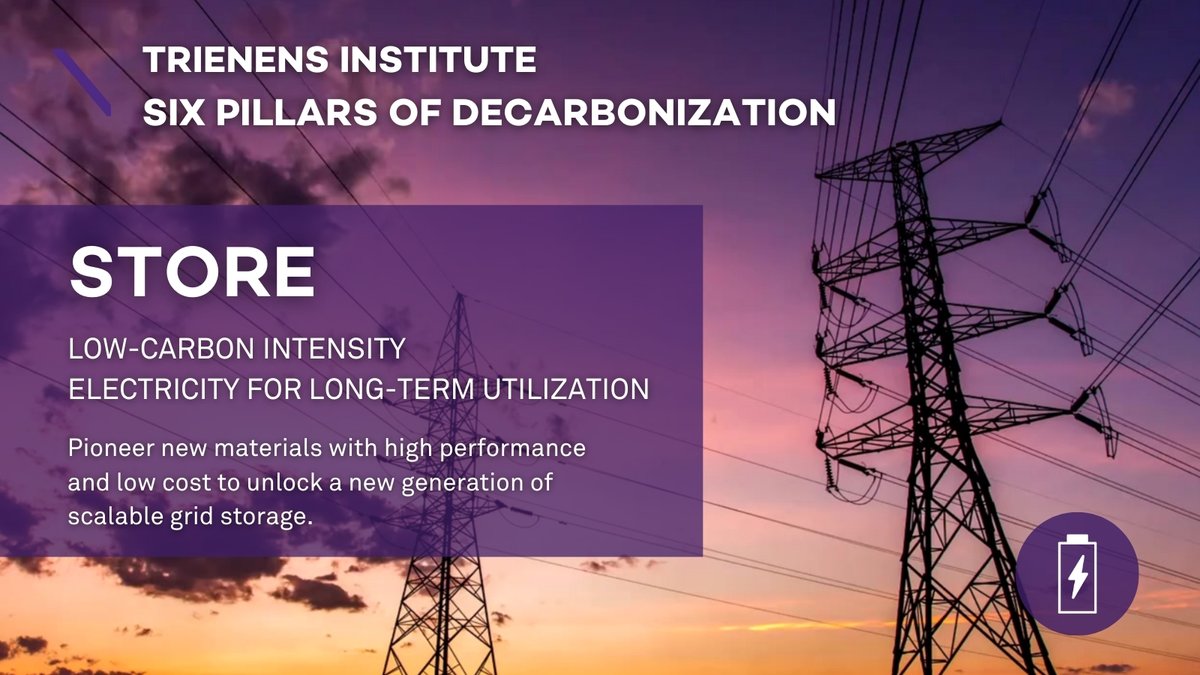 Facilitating a large-scale deployment of renewable #energy sources in the energy #grid is the goal of the <a href="/TrienensInst/">Trienens Institute for Sustainability and Energy</a> Store Pillar, one of Six Pillars of Decarbonization: trienens-institute.northwestern.edu/news-events/ne…