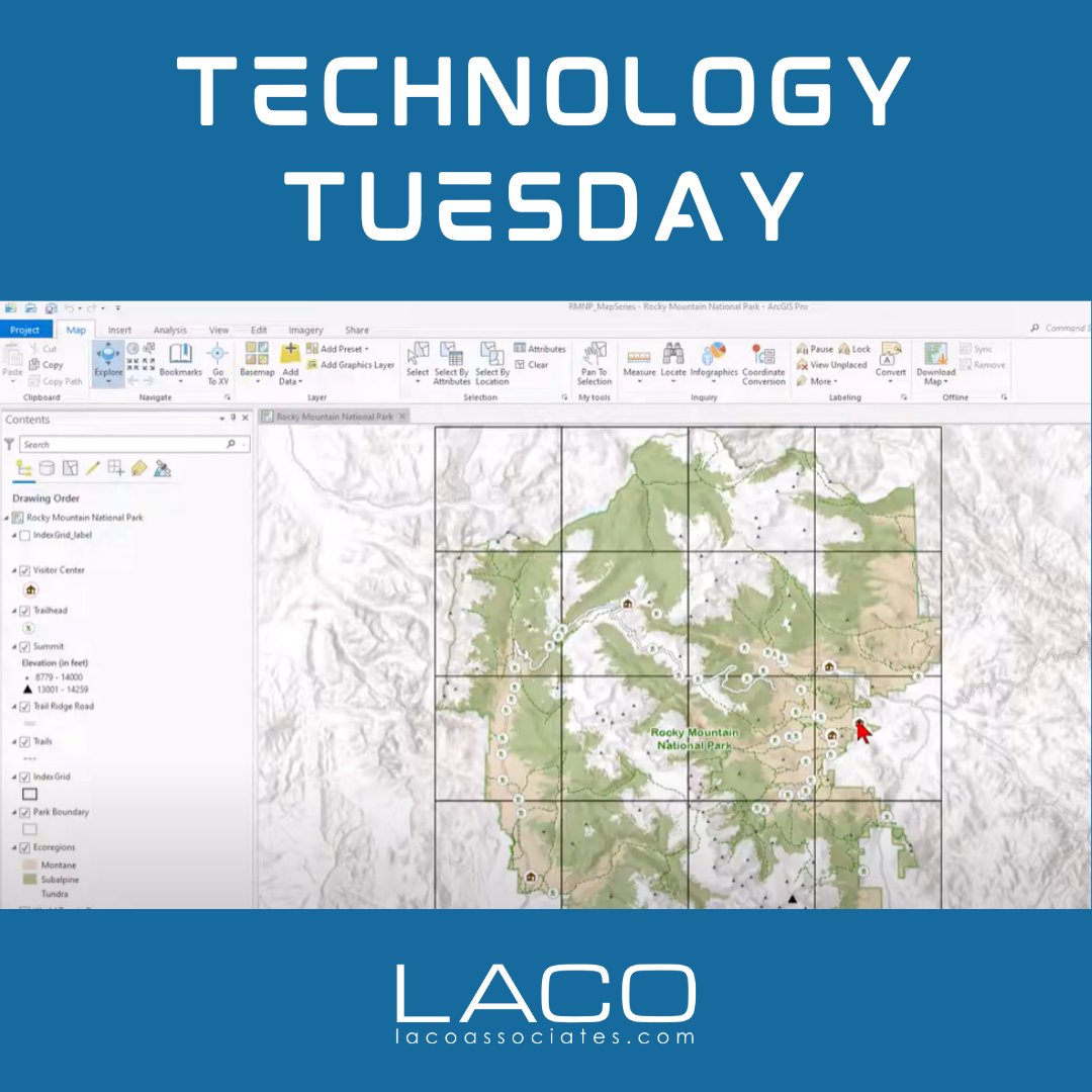 Technology Tuesday

ArcGIS Pro

LACO uses ArcGIS Pro software for advanced mapping, spatial analysis, and data management. This helps our team to analyze geographical data, create stunning maps, and conduct complex spatial analysis. Features include:

#GIS #ArcGISPro #laco