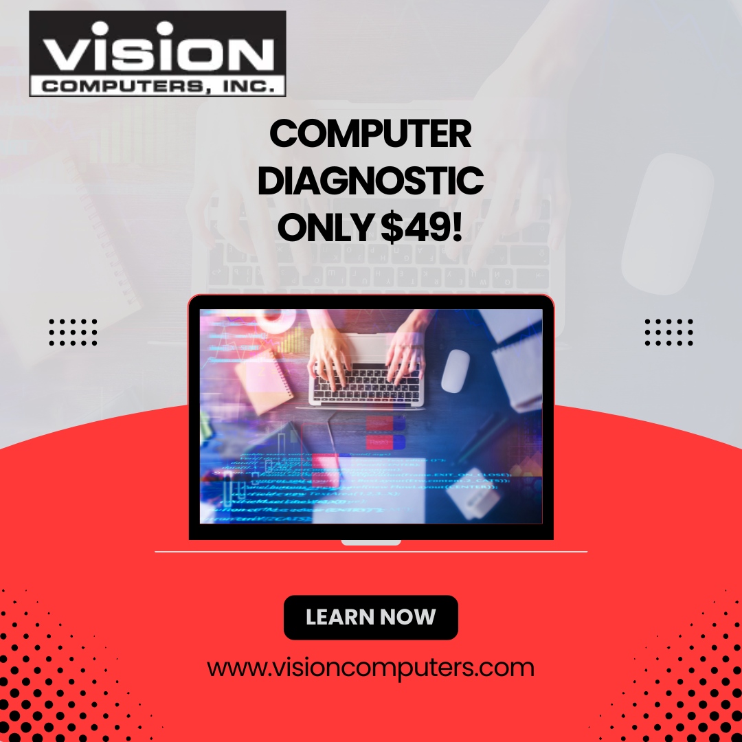 Vision_Comp_Inc's tweet image. Computer problems? Computer Diagnostics just $49! 🖥️🔍
We simplify the process. Transparent pricing means no hidden costs—only necessary fixes. Get a clear repair estimate upfront! ⚙️🔧 visioncomputers.com/repairs-servic…
#ComputerRepair #TechHelp #VisionComputer