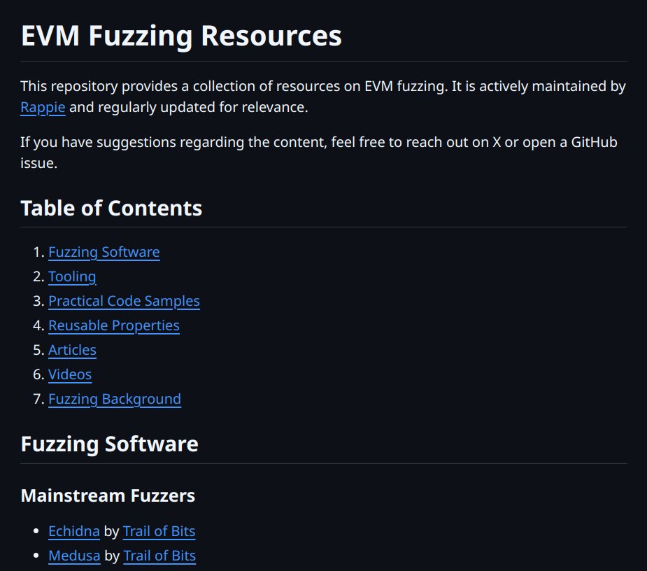 Just launched a repo for all EVM fuzzing resources!

I've seen the discussion about the lack of fuzzing resources, so I compiled everything I know in one place. Hoping to make this the go-to place for both new and experienced users.

I'm sure I missed some great ones. Reply with