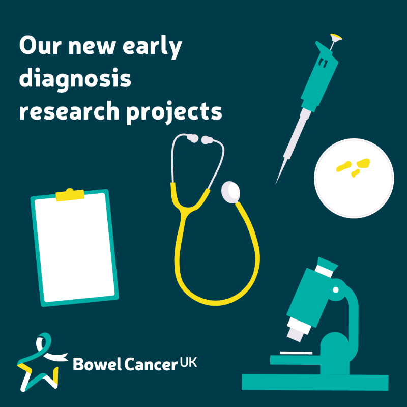 bowelcanceruk's tweet photo. We’re excited to announce we’re awarding three new research grants! 📣

These projects are focusing on improving early diagnosis of #BowelCancer. The focus on early diagnosis was chosen because the disease is treatable if caught early.