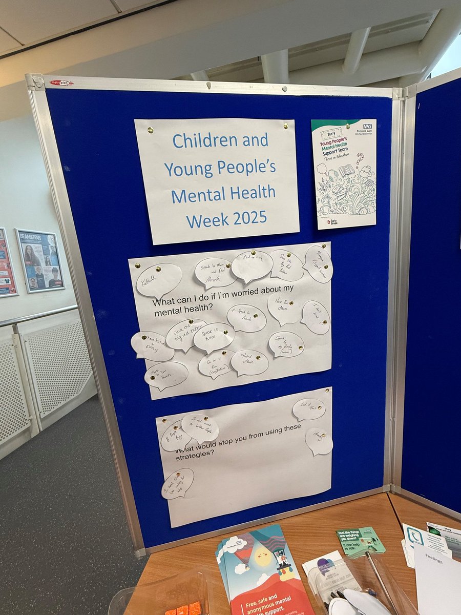 #BuryMHST practitioners were busy last week not only with 1:1 interventions, but also with lots of Whole School Approach work across Bury schools and colleges! Spreading the word for #ChildrensMentalHealthWeek and supporting schools to deliver their wellbeing offer. <a href="/Place2Be/">Place2Be</a>