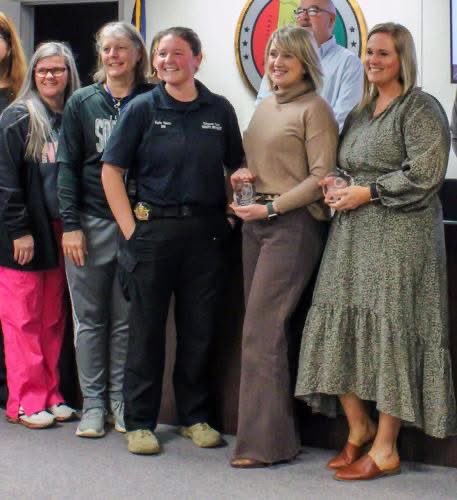 TCSD6200's tweet photo. SRO Kaylie Painter was chosen Support Staff of the Year for Reeltown High School and most recently chosen Law Enforcement Officer of the year by Lake Martin Dadeville Area Chamber. Painter is not only SRO for the Tallapoosa County School system, she teaches the D.A.R.E. program https://t.co/hSi0gAKN9i
