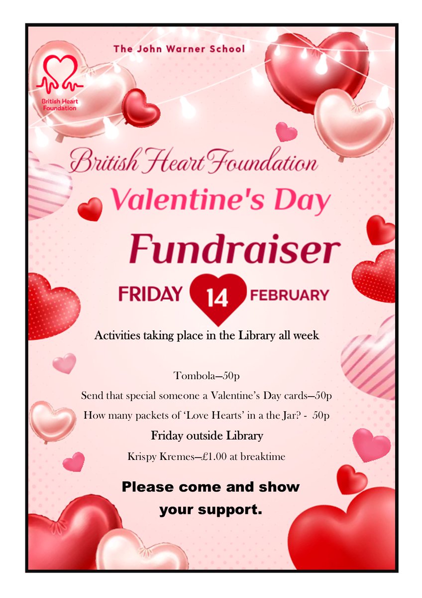 Valentine's Day Fundraiser.  Please come and show your support this Valentine's Day. #britishheartfoundation #valentines