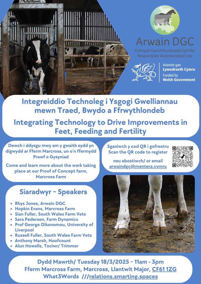 🐄𝙄𝙣𝙩𝙚𝙜𝙧𝙖𝙩𝙞𝙣𝙜 𝙏𝙚𝙘𝙝𝙣𝙤𝙡𝙤𝙜𝙮 𝙩𝙤 𝘿𝙧𝙞𝙫𝙚 𝙄𝙢𝙥𝙧𝙤𝙫𝙚𝙢𝙚𝙣𝙩𝙨 𝙞𝙣 𝙁𝙚𝙚𝙩, 𝙁𝙚𝙚𝙙𝙞𝙣𝙜 𝙖𝙣𝙙 𝙁𝙚𝙧𝙩𝙞𝙡𝙞𝙩𝙮🐄

📍 Marcross Farm, Marcross, Llantwit Major, CF61 1ZG maps.app.goo.gl/3sR4HEHaXLkJW5…
🗓️ 18/03/2025
🕚11am – 3pm

Join us at Marcross Farm to