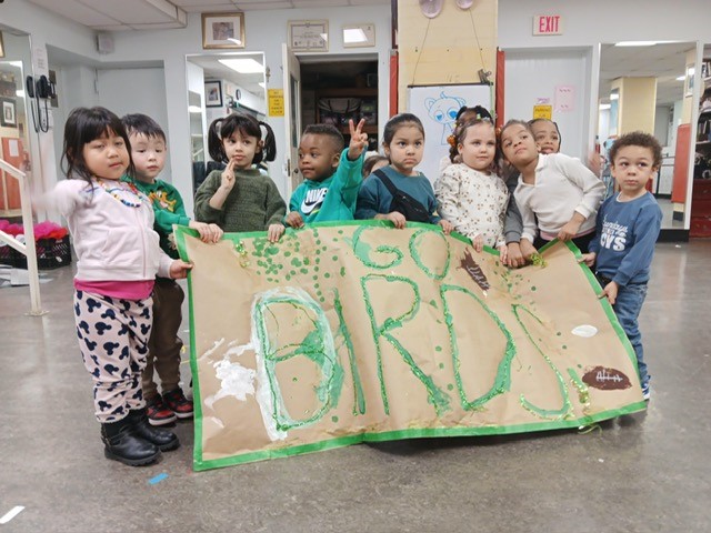 Celebrating the win with our Kaleidoscope Preschool Arts Enrichment Program. GO BIRDS! 🦅💚📣