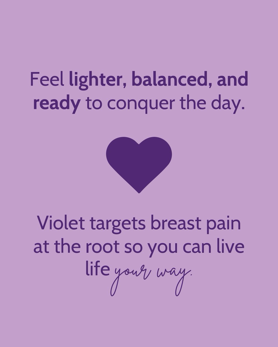 Imagine waking up and forgetting about breast pain—it’s possible with Violet! Whether you're wearing your favorite clothes or doing what you love, Violet’s here to support you every step of the way.

Visit our website at violetdaily.com for more info.