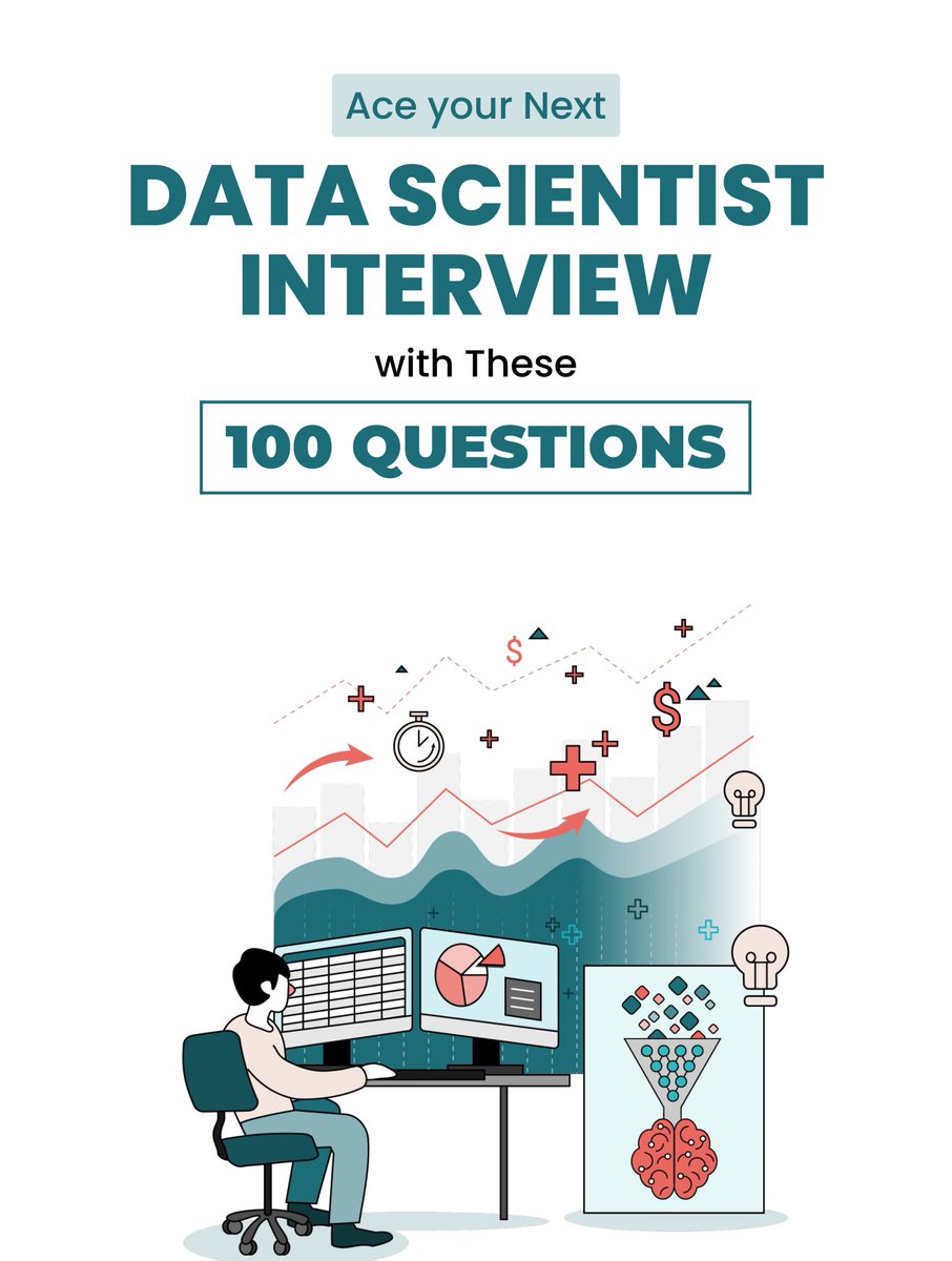 Eyowhite3's tweet image. 100 Data Scientist interview questions with answers: