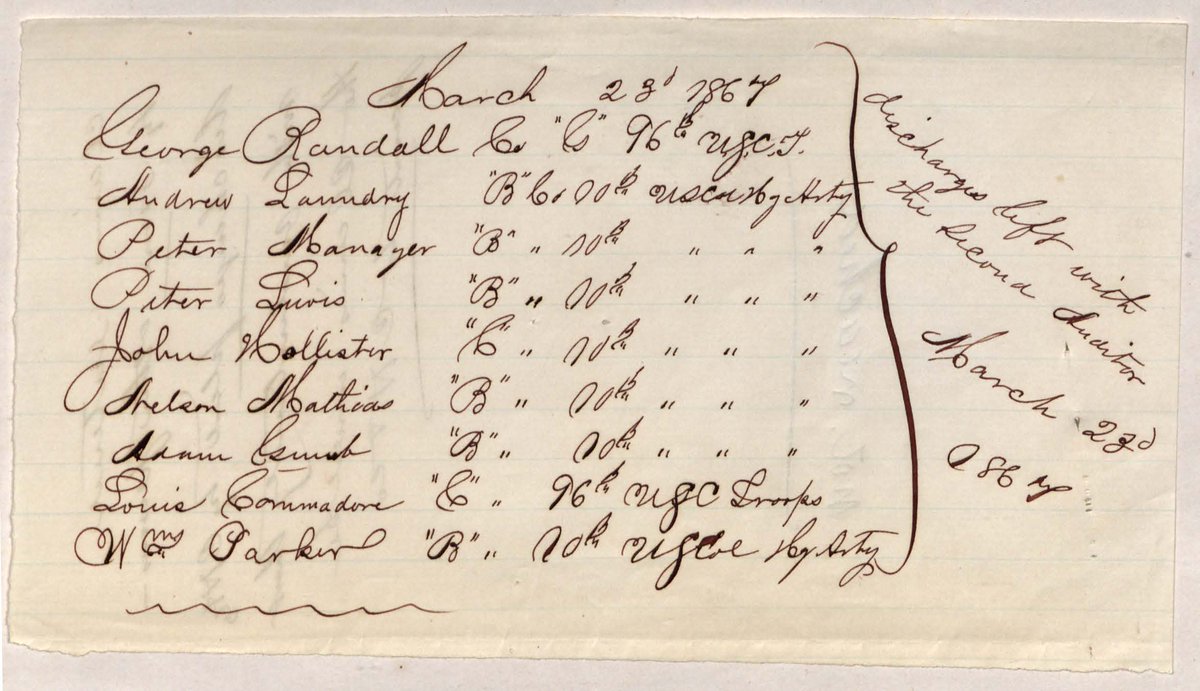 nysarchives's tweet photo. Register containing the names of United States Colored Troops soldiers who requested back pay and bounties from the federal government. It is unknown how it came into possession of the NYS Adjutant General's Office #BlackHistoryMonth #Embattled https://t.co/7qzXvpiAEn https://t.co/aCnIMB68Xm