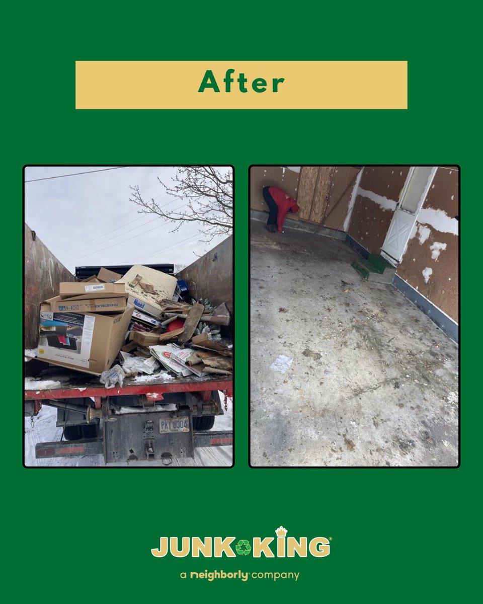 cincinnatijunk's tweet image. From cluttered to clear! That old furniture and broken had to go—so we made it happen. Another space, junk-free and ready to use again! Need a clean-up? We’ve got you covered. 💪♻️

#JunkKing #DeclutterYourSpace #BeforeAndAfter