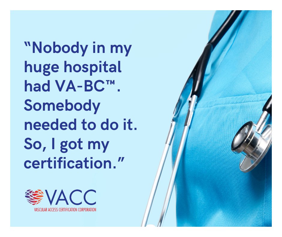 Vascular Access Certification Corporation (@vacccert) on Twitter photo VA-BC™ is the only multidisciplinary certification in vascular access. Wherever you’re at in your career—infection preventionist, critical care nurse, vascular access team member—it’s time to make a difference in patient outcomes > ow.ly/G5Qg50UKePM VA-BC™ is the only multidisciplinary certification in vascular access. Wherever you’re at in your career—infection preventionist, critical care nurse, vascular access team member—it’s time to make a difference in patient outcomes > ow.ly/G5Qg50UKePM