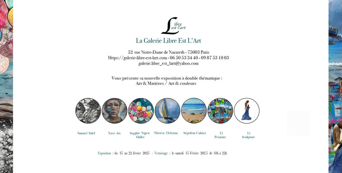 Voici l’afiche de notre nouvelle exposition à double thématique ( Art &amp; Couleurs / Art &amp; Matières) !

Venez y retrouver nos talentueux artistes ! 

#exposition #vernissage #art #artistes #couleurs #matières #artcontemporain #contemporaryart !
