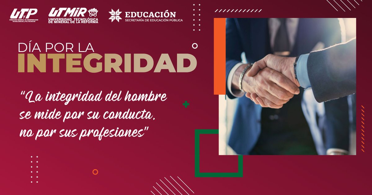 ut_mineral's tweet photo. En la #UTMiR nos sumamos al día por la Integridad.
“La integridad del hombre se mide por su conducta, no por sus profesiones”
#SOMOSRAPTORS https://t.co/aCvOWGwjip