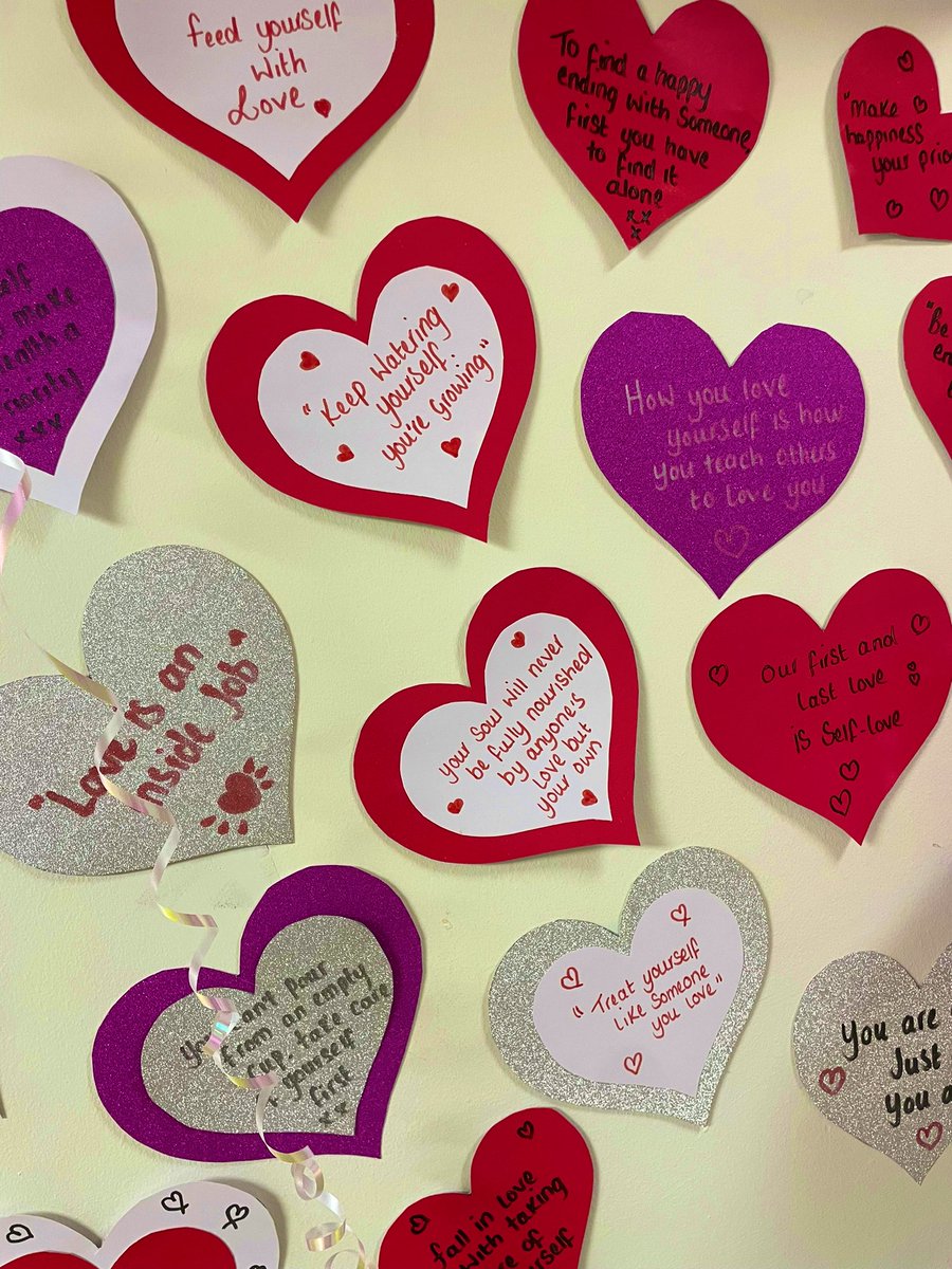 Wall of self-love ❤️ a week of self-love and self-acceptance groups, inspiring and encouraging each other on Bridge Ward #ValentinesDay #SelfLove <a href="/Mersey_Care/">Mersey Care NHS FT 🏳️‍🌈</a> <a href="/CMcDon_/">Dena Mc 💙</a> <a href="/OT_EmmaB/">OT Emma</a> <a href="/EveBriers/">Eve Briers</a> <a href="/Melissa_sheff/">Melissa Sheffield</a> <a href="/zoelizprince/">Zoe Prince RMN</a> <a href="/satdxo/">Shannon Axon</a> <a href="/basicallytiaa/">tia 🦋</a> <a href="/NandaDayalan/">Nanda Dayalan</a> <a href="/DrGeorgiaKonsta/">Georgia Konstantinou</a>