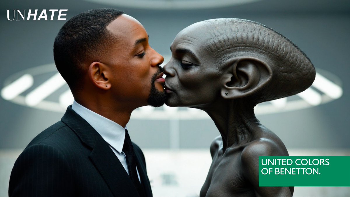 PimentoDesign's tweet image. Want a top tier campaign without the bill? Pimento allows you to picture characters in the scenario you want without the shooting cost💥

The famous @benetton UNHATE campaign inspired us these visuals to promote love for this Valentine&apos;s day.💡 How did we do it? We trained models…