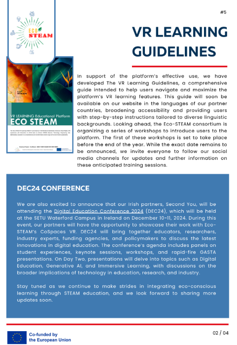 steam_eco's tweet photo. The 5th Eco-STEAM Newsletter is Out!

📖 Read the full newsletter for more insights!

Check our website for more!! https://t.co/rfYLS4mgdX

#EcoSTEAM #ErasmusPlus #STEAMEducation #Sustainability  #EdTech #LessonPlans #EducationalInnovation #EUProjects #EcosteamAIVR #Erasmusplus https://t.co/DHB4VJVoIy