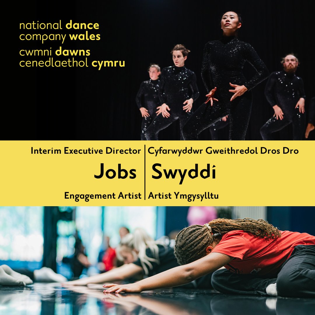 We are seeking two people to help inspire Wales and the world with great dance.
We need an Interim Executive Director and an Engagement Artist 

ndcwales.co.uk/en/about/jobs

Rydym yn chwilio am ddau berson i helpu i ysbrydoli Cymru a’r byd gyda dawnsio gwych.

ndcwales.co.uk/cy/en/about/jo…