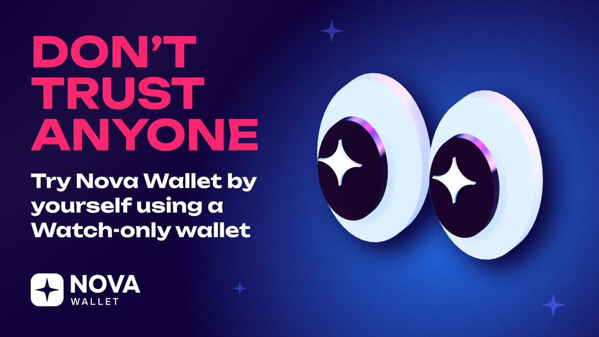 NovaWalletApp's tweet image. 👀 Curious about Nova Wallet but not ready to connect your keys?

No worries! Watch-Only mode lets you add any Substrate address to track balances, staking, and more.

Safe, simple, and secure! 🔐
🔗novawallet.io