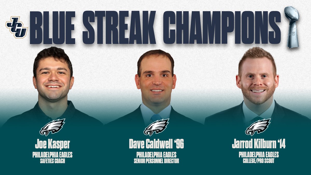 John Carroll Sports (@jcusports) on Twitter photo Super Bowl, Super Streaks!
Congrats to our <a href="/JCUFootball/">John Carroll Football</a> trio on earning Super Bowl rings! Kasper and Kilburn become the 22nd and 23rd Blue Streaks to win the Super Bowl! Caldwell is now a 2x Champ!
More about JCU's legacy in the Super Bowl 🔽
jcusports.com/sports/2023/1/…
#JCUinNFL Super Bowl, Super Streaks!
Congrats to our <a href="/JCUFootball/">John Carroll Football</a> trio on earning Super Bowl rings! Kasper and Kilburn become the 22nd and 23rd Blue Streaks to win the Super Bowl! Caldwell is now a 2x Champ!
More about JCU's legacy in the Super Bowl 🔽
jcusports.com/sports/2023/1/…
#JCUinNFL
