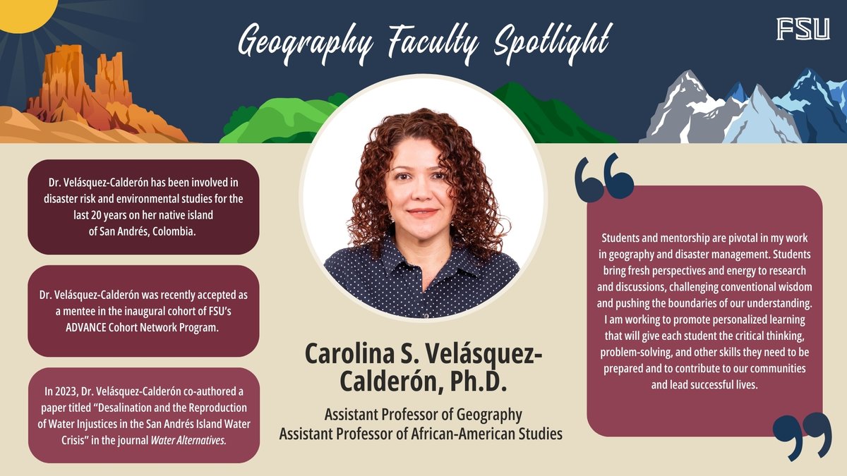 Today, we're spotlighting Dr. Carolina Velásquez-Calderón again!

To learn more about FSU Geography, visit cosspp.fsu.edu/geography.