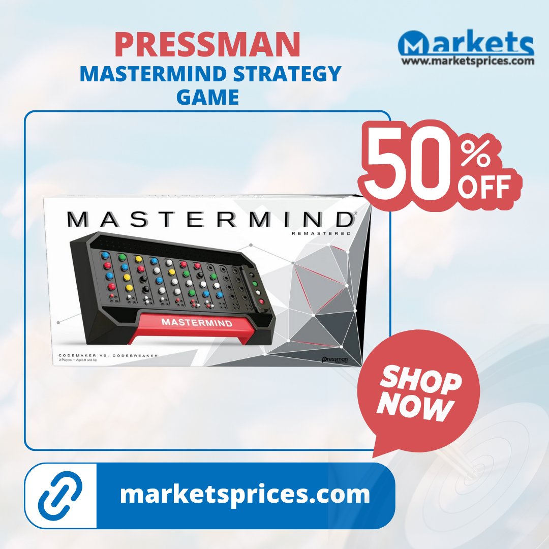 marketsprices12's tweet image. Pressman PRE-3018-06J Mastermind Strategy Game of Codemaker vs. Codebreaker, 5&quot;, Multi-colored     

  👉Shop here: marketsprices.com/product/pressm… 

#MastermindGame #StrategyGame #BoardGames  #EducationalToys #TrendingNow #ViralToys #Amazon #Walmart #BestBuy