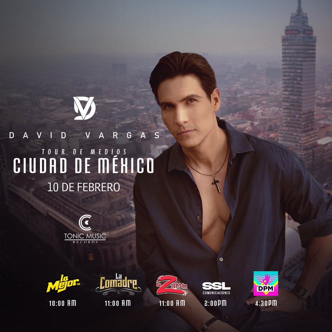 David Vargas (@davidvargasmx) on Twitter photo Mi querida #CDMX, nos vemos hoy en estos medios: <a href="/LaMejor/">LaMejor</a> <a href="/LaComadre_MX/">La Comadre Mx</a> <a href="/LaZ971FM/">Salvajemente Grupera</a> SSL Comunicaciones y <a href="/deprimeramano/">De Primera Mano</a> 🙌🎤
#DavidVargas #TourDeMedios #RegionalMexicano Mi querida #CDMX, nos vemos hoy en estos medios: <a href="/LaMejor/">LaMejor</a> <a href="/LaComadre_MX/">La Comadre Mx</a> <a href="/LaZ971FM/">Salvajemente Grupera</a> SSL Comunicaciones y <a href="/deprimeramano/">De Primera Mano</a> 🙌🎤
#DavidVargas #TourDeMedios #RegionalMexicano