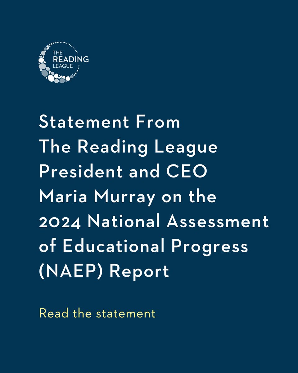 The 2024 NAEP Report underscores the urgent need for evidence-aligned literacy instruction while highlighting progress in states committed to the science of reading.

Read Dr. Maria Murray’s statement on what the data tells us and how we move forward.

🔗 hubs.la/Q035_DX70