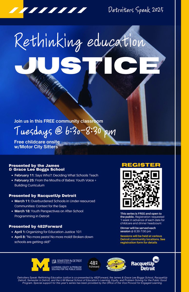 Rethinking Educational Justice- April 1 "Organizing for Education Justice 101"  #Detroit #Education #Justice #EngagedLearning #umichdetroit <a href="/umichLSA/">U-M College of LSA</a> <a href="/UMich/">University of Michigan</a> <a href="/BoggsSchool/">Boggs School</a> <a href="/482Forward/">482Forward</a>