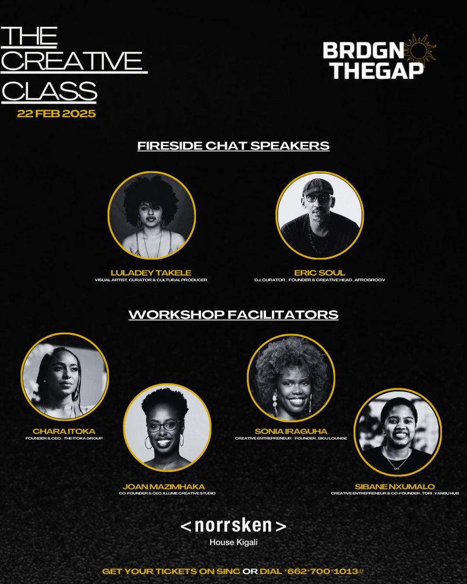 <a href="/norrskenEA/">Norrsken East Africa</a> I am delighted to reveal our all-star cast for The Creative Class.

Featuring <a href="/byluladey/">by.lula</a>, <a href="/afrobysoul/">AFROGROOV</a>, <a href="/joanmazim/">Joan Mazimhaka</a>, <a href="/S_Iraguha/">Sonia 🇷🇼</a> &amp; more.

📅 Saturday 22 February
🕰️ 1-5 PM
📍 <a href="/norrskenEA/">Norrsken East Africa</a> 

Learn more &amp; get tickets on bit.ly/4hD4FmA #RwOX