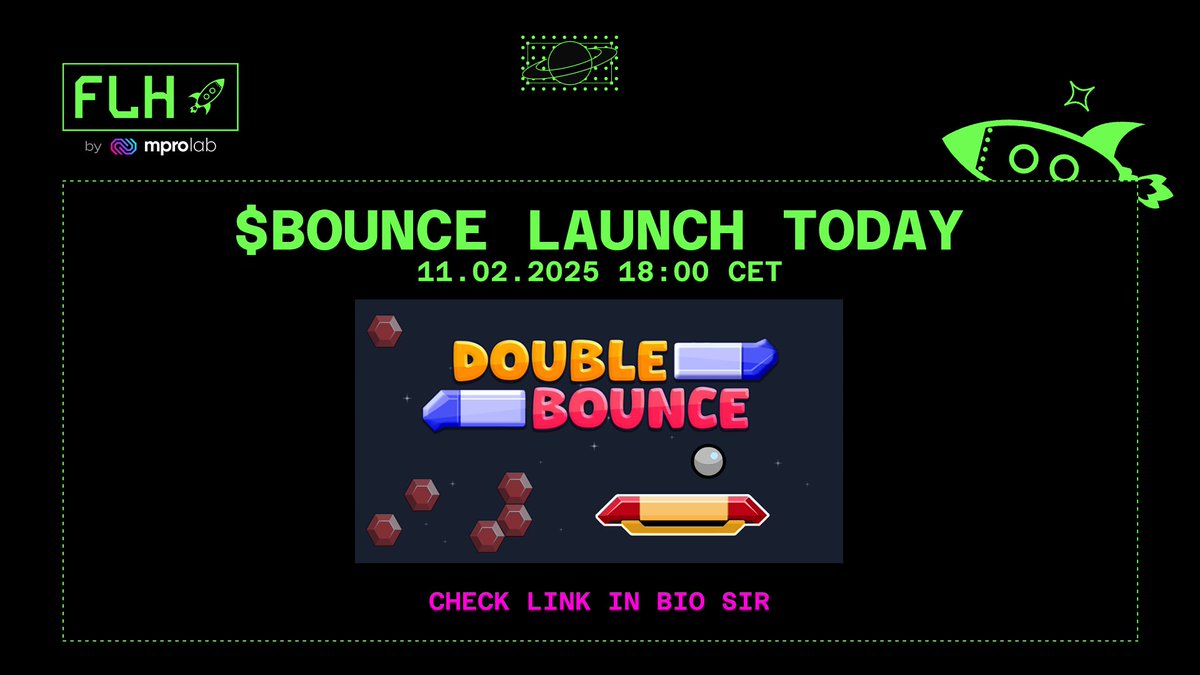 fairlaunchub's tweet image. $BOUNCE launching today (11.02.2025) at 6:00 PM CET 🎾 

Is your portfolio ready to bounce from the dip it made sir?

🚀 Link to buy $BOUNCE - app in bio
🚀 Link to Telegram Channel, where we share CA - app in bio
🚀 Easiest way to buy - mOne Swap

Let's send it sirs