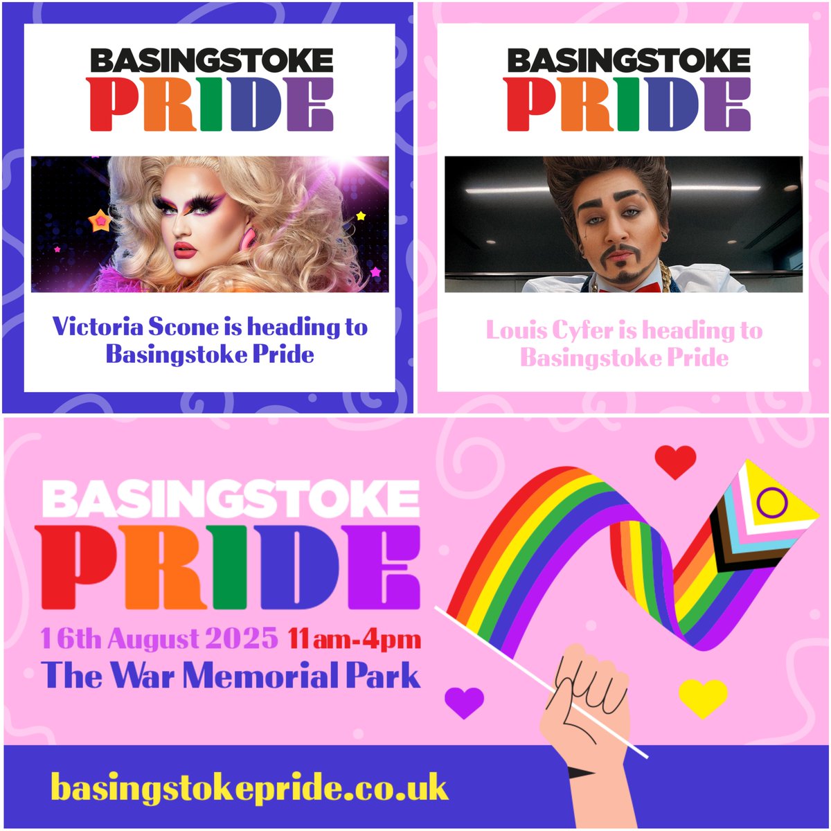 Behold our Basingstoke Pride 2025 headlining acts, the royal couple 👑 - 

🎙️ Drag queen, Victoria Scone &amp;
🎙️ Drag king, LoUis CYfer! 

🗓️ Saturday 16th August, Basingstoke, UK 

🤩 You do not wanna miss this! Get your tickets in our bio!
#BasingstokePride2025 #BasingstokePride